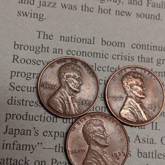 Wheat penny bundle 1939 no mint mark, D & S - Picture 2 of 6